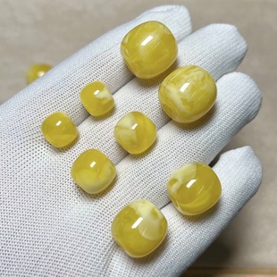 天然二代琥珀蜜蜡满蜜飘花老型珠散珠  DIY文玩配饰