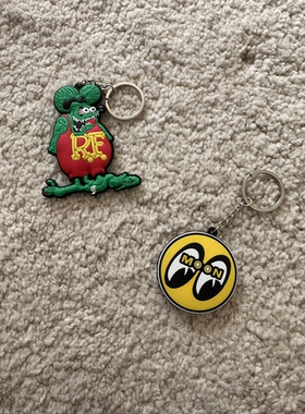 美式复古日系阿美咔叽钥匙扣 滑板机车汽车改装MOONEYE挂饰钥匙链