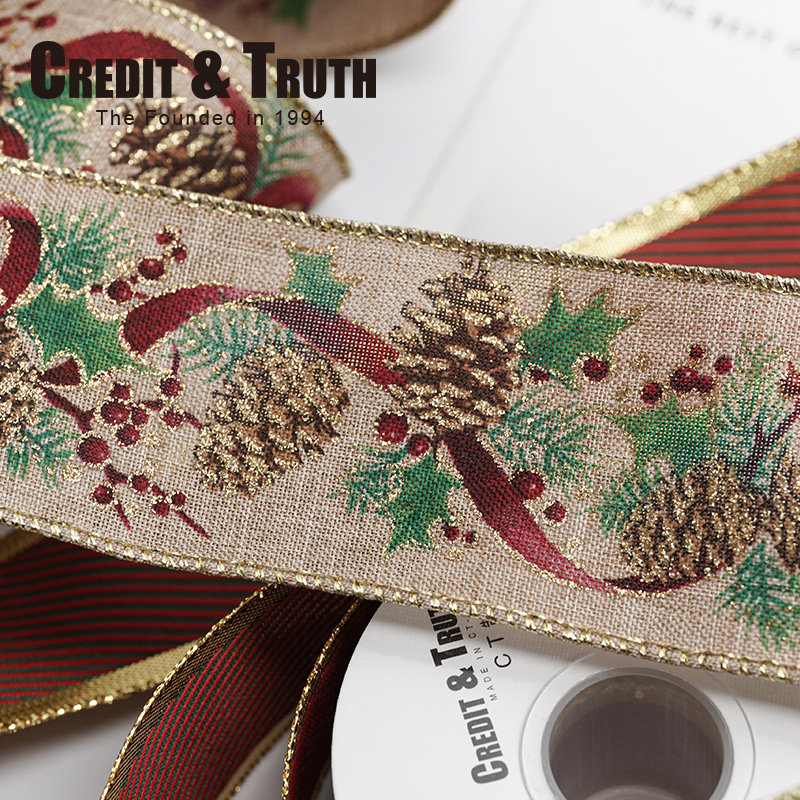 圣诞松果合辑橱窗展示diy高端拷边带节日欧式古典松果6.3CM红绸,居家布艺,丝带/绸带/布带,淘宝优惠券,粉丝福利购,淘宝优惠卷