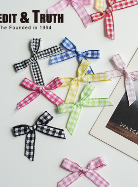 小蝴蝶结定制批发甜品台装饰织带小格子带迷你礼盒装饰辅料可定制