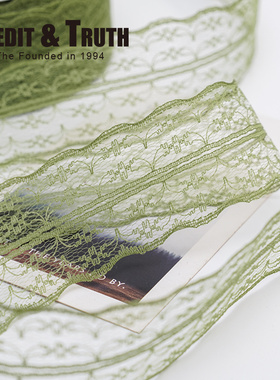 4.5厘米花边百搭森绿色福纹蕾丝丝带装饰礼物包装蝴蝶结刺绣装饰