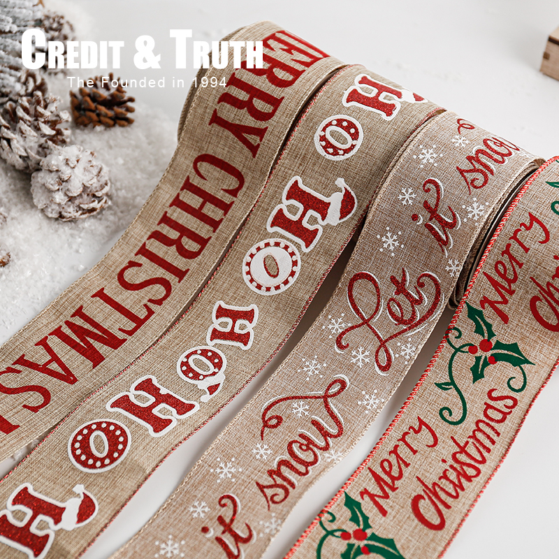 美式经典圣诞拷边蝴蝶结装饰diy