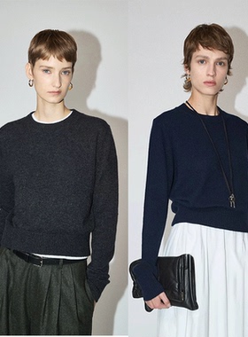 Row风经典毛衣圆领羊绒衫女宽松长袖套头针织打底衫女秋冬毛衣