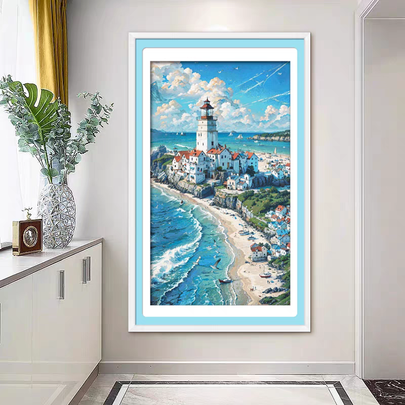 ks十字绣自由海岛自己绣手工DIY棉线客厅卧室挂画清新印花风景