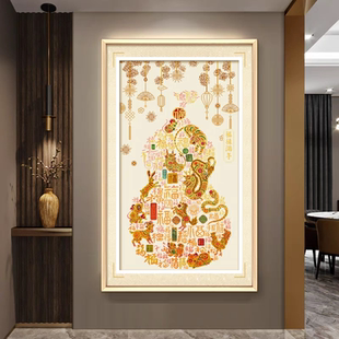 ks十字绣新款福禄满年自己绣手工diy棉线葫芦挂画玄关清新印花
