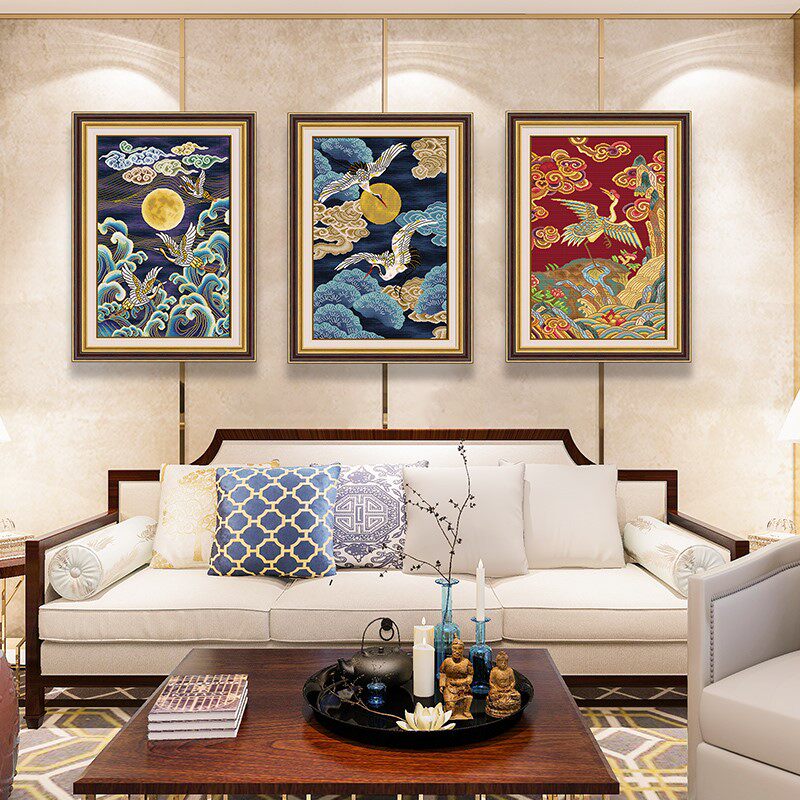 ks十字绣2021新款祥云瑞鹤挂画