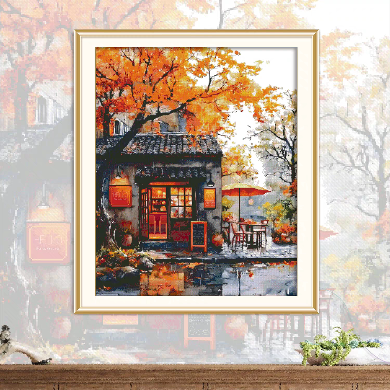 ks十字绣新款雨中往事中国风四季水彩画治愈系房间装饰画