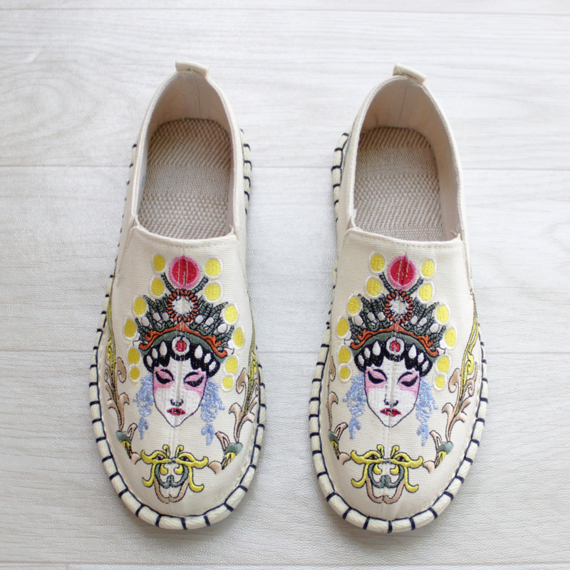 帆布鞋刺绣复古民族风男女单鞋