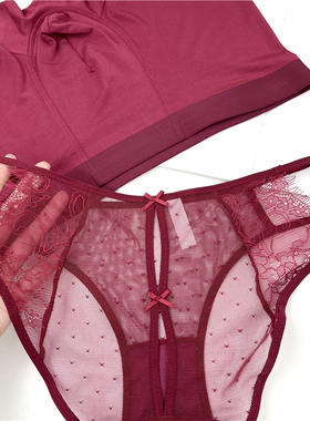 纯棉情侣内裤一男一女性感轻奢红色结婚本命年蕾丝性感内衣套装