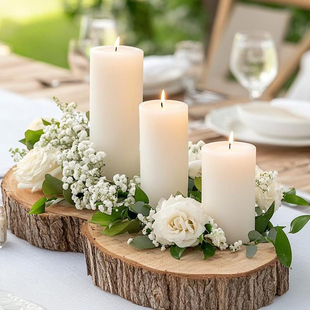 圆柱蜡烛无烟无味求婚生日宴会圣诞节酒店西餐厅教堂家用无烟蜡台