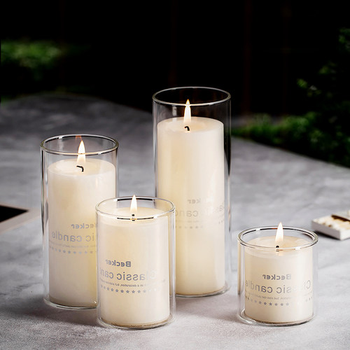 玻璃烛台蜡烛杯无烟蜡烛