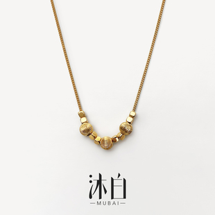 沐白MU高级感独特精致925纯银项链女款女轻奢小众毛衣链秋冬配饰