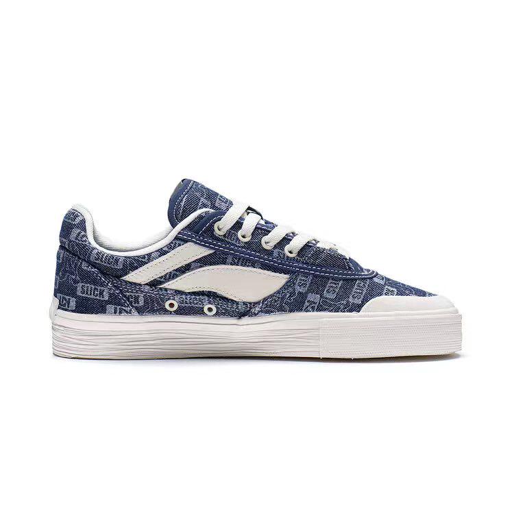 李宁xog slick联名50/50男女情侣低帮丹宁牛仔滑板鞋 aecs023/024