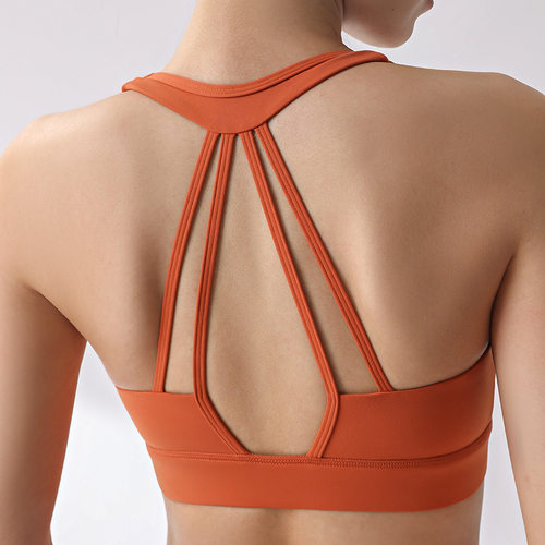 外贸跨境一体式固定罩杯运动内衣女士聚拢瑜伽服健身文胸吊带背心