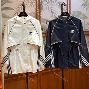 2025设计感连帽印花休闲冲锋衣外套女春季 收腰夹克上衣