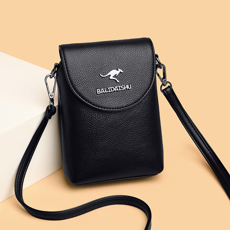 袋鼠真皮迷你斜挎手机包2023新款夏季小包包零钱钥匙包时尚单肩包