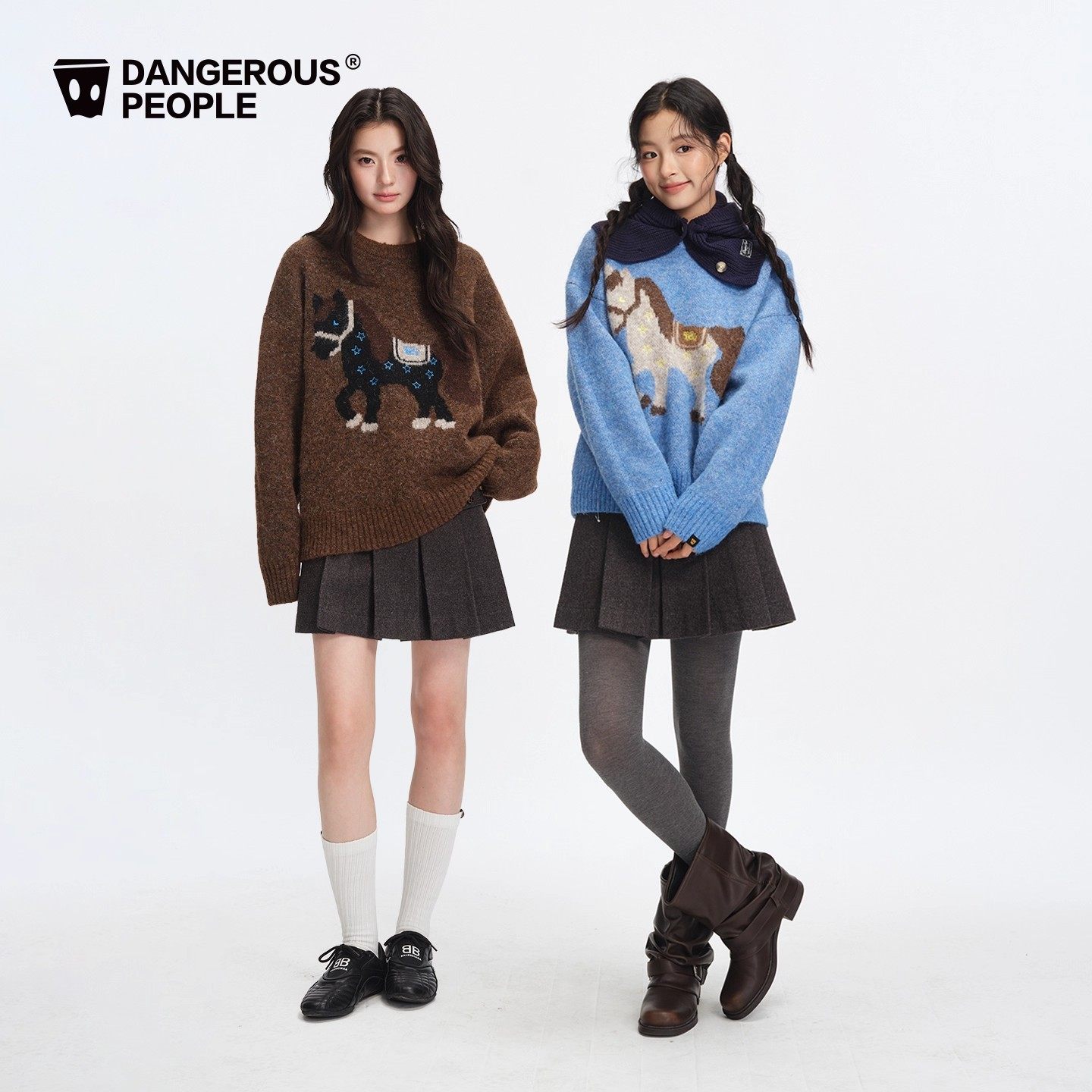 薛之谦同款dsp冬季新款小马提花针织衫男女宽松慵懒情侣红色毛衣