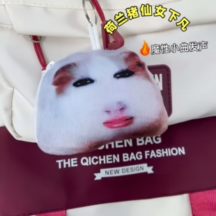 网红碧昂斯荷兰猪猪妞仙女下凡语音挂件按压发声毛绒玩偶抽象搞笑