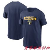 球迷短袖 Brewers T恤潮 Milwaukee 美国职业棒球服密尔沃基酿酒人
