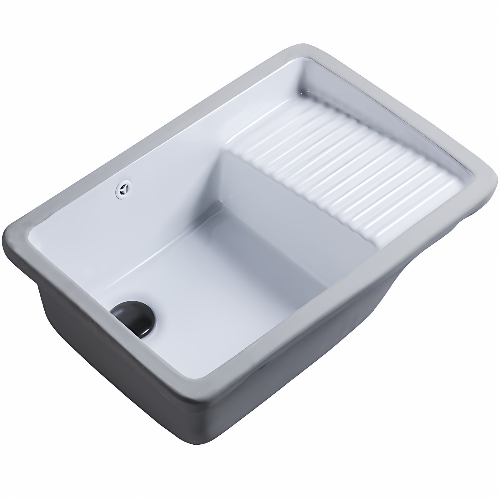 新款陶瓷带搓板洗衣盆一体洗衣池台下洗手盆套装家用阳台单池水槽