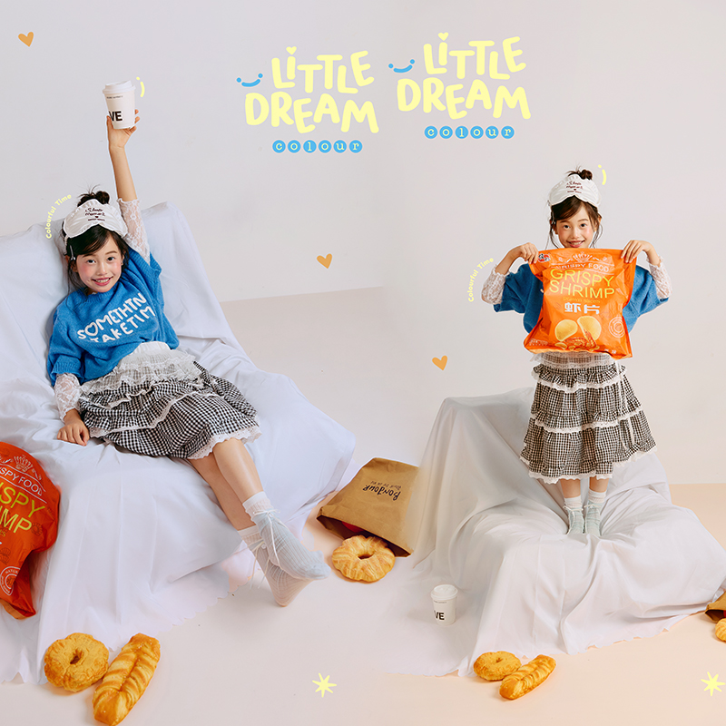 儿童摄影服装多巴胺风