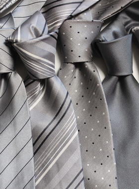 灰色系列领带出口原单外贸真丝蚕丝色织提花男正装商务8CM手打