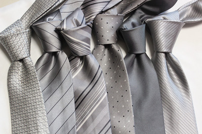 灰色系列领带出口原单蚕丝商务