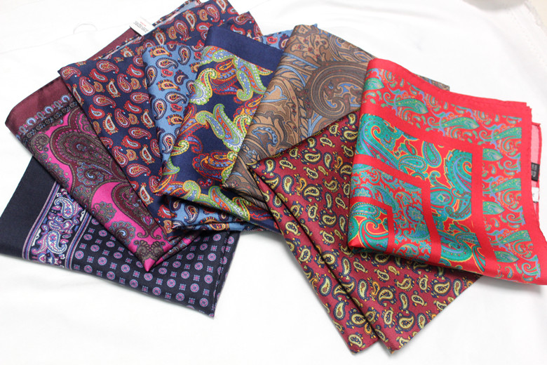 外贸原单口袋巾方巾真丝印花商务男士西装配饰胸巾手帕蚕丝多色