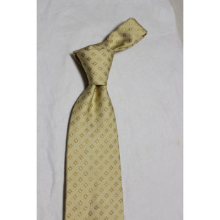 C桑蚕丝出口领带外贸手打真丝男商务正装正式黄色碎花9.5CM