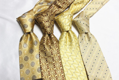 提花蚕丝商务正装金色手打领带