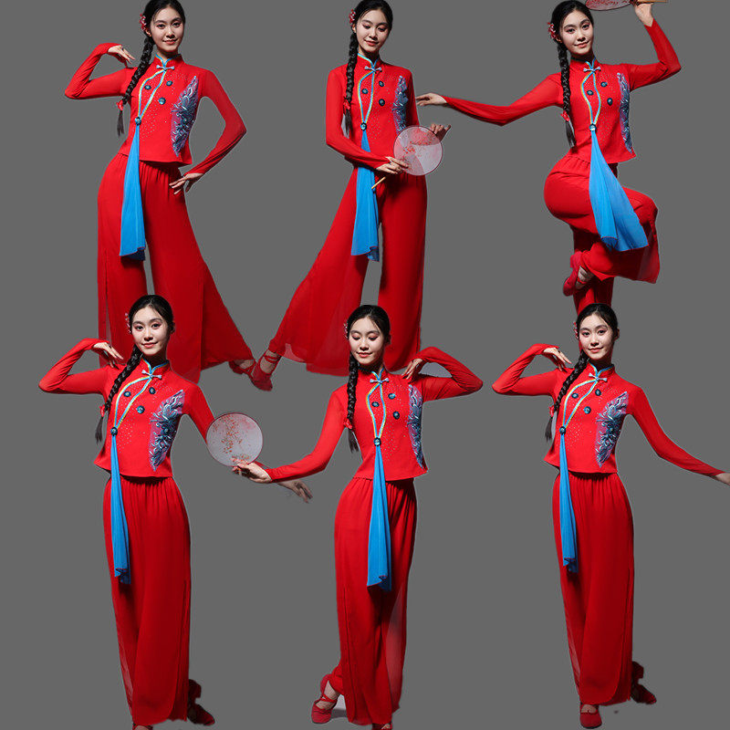 胶州秧歌扇子舞蹈服新款套装广场舞服装中国古典舞演出服女扇子舞