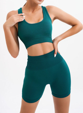 Gym Suit Push up Women Bra seamless Shorts健身套装无缝瑜伽服