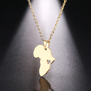 Necklace For Women Men Africa Map Gold Pendant Necklaces