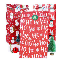 5pcs Merry Christmas Kraft Paper Bag Cookie Treat Candy Bag