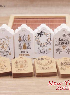 100PCS Christmas Kraft Tags Labels Gift Wrapping Hang Tags