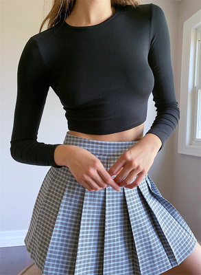 长袖短款薄款简约莫代尔女