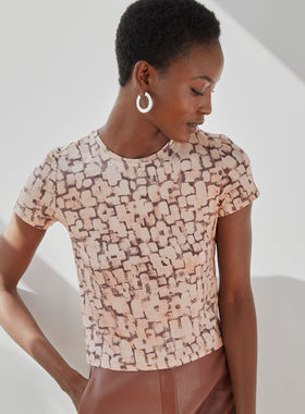 BABATON短款修身款印花短袖T恤 81454  81453