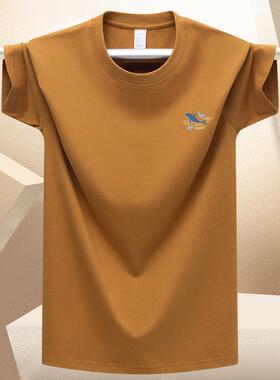 大品牌男生纯棉短袖t恤男士潮流2025新款圆领重磅夏季半袖体恤衫