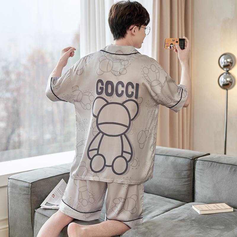 桑蚕丝短袖男孩大童睡衣