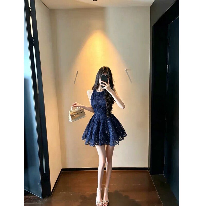 法式名媛高级感气质连衣裙女夏季巨好看生日小礼服背心收腰蓬蓬裙图片