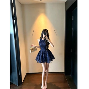 法式名媛高级感气质连衣裙女夏季巨好看生日小礼服背心收腰蓬蓬裙