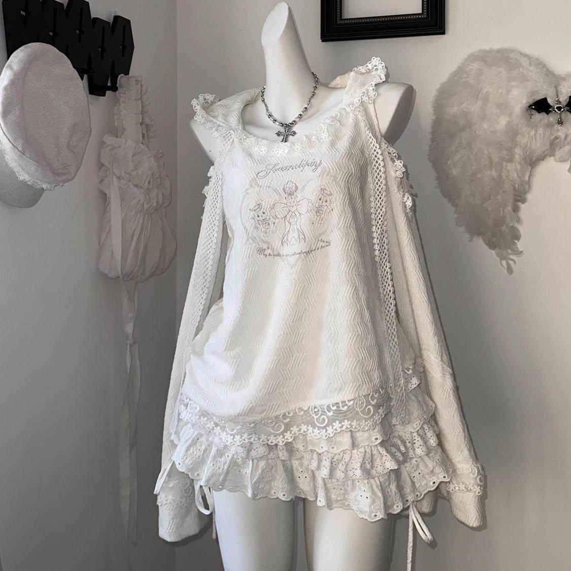 韩系早秋甜辣系穿搭宽松显瘦露肩印花连帽白色上衣高腰蛋糕裙套装,女装/女士精品,时尚套装,淘宝优惠券,粉丝福利购,淘宝优惠卷