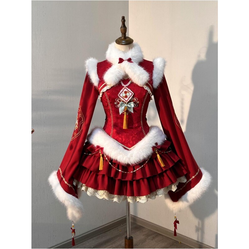 新中式复古可爱风改良版旗袍新年战袍Lolita裙长袖拼接蛋糕连衣裙,女装/女士精品,时尚套装,淘宝优惠券,粉丝福利购,淘宝优惠卷