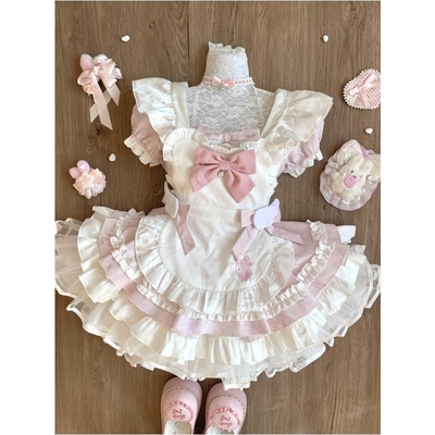 小女仆Lolita裙粉色裙子围裙套装