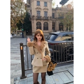 财阀千金高级感小香风收腰外套秋冬复古毛领高腰包臀裙气质两件套