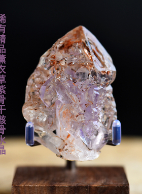 天然原色红泥骨干骸骨水晶吊坠