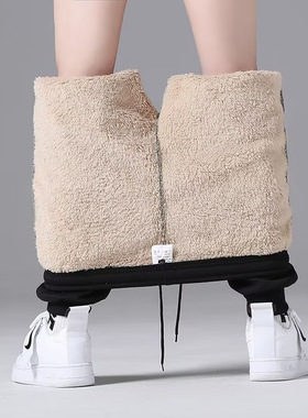 裤子男士冬季加绒厚款束脚卫裤宽松黑色运动裤男秋季休闲长裤