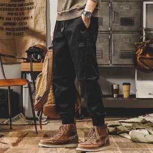 子男秋季 宽松直筒大码 男士 美式 秋冬加绒裤 裤 休闲裤 男 重磅复古工装