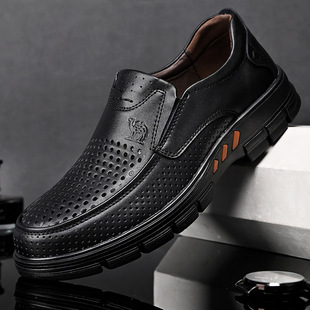 新款 软底皮凉鞋 软皮休闲镂空皮鞋 防滑洞洞鞋 男3220 男士 2022夏季