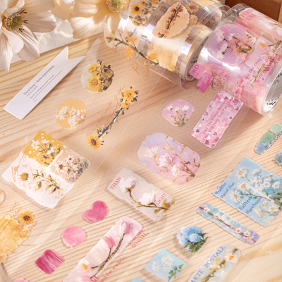 花簇漫笔花卉模切胶带